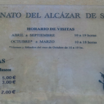 Tarifas para visitar el Alcázar de Segovia