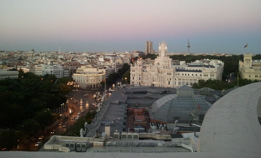 Vistas de la Plaza de la Cibeles de Madrid desde el Círculo de Bellas Artes