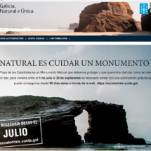 Imagen de la web para solicitar permisos para visitar la Playa de Las Catedrales