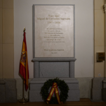 Placa de la tumba de Cervantes en el convento de Trinitarias